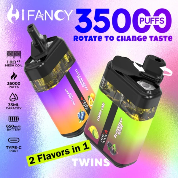HiFancy Twins 35000 Double oil Tank Disposable Vapes Pod systems Dry herb vaporizer vape deals online vape store - Image 2