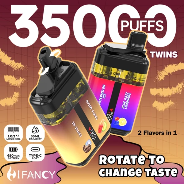 HiFancy Twins 35000 Double oil Tank Disposable Vapes Pod systems Dry herb vaporizer vape deals online vape store